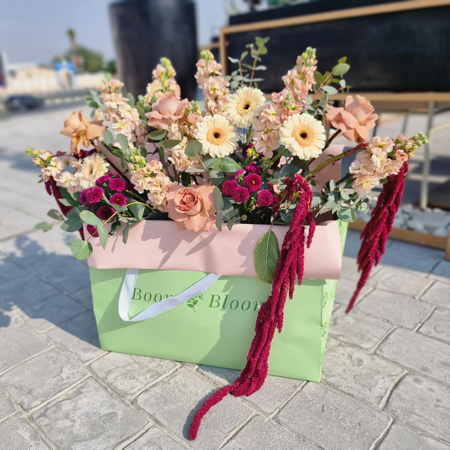 Peach & Maroon Elegance Bouquet