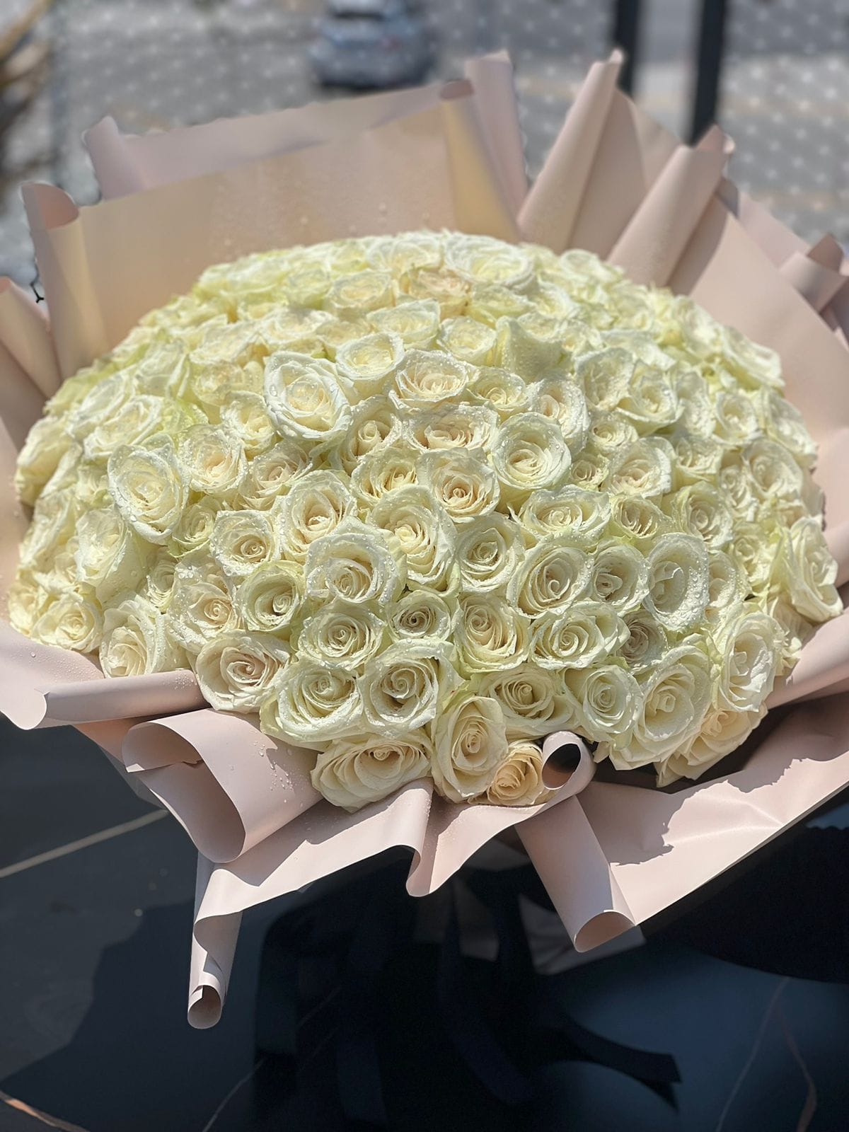 300 White Rose Bouquet