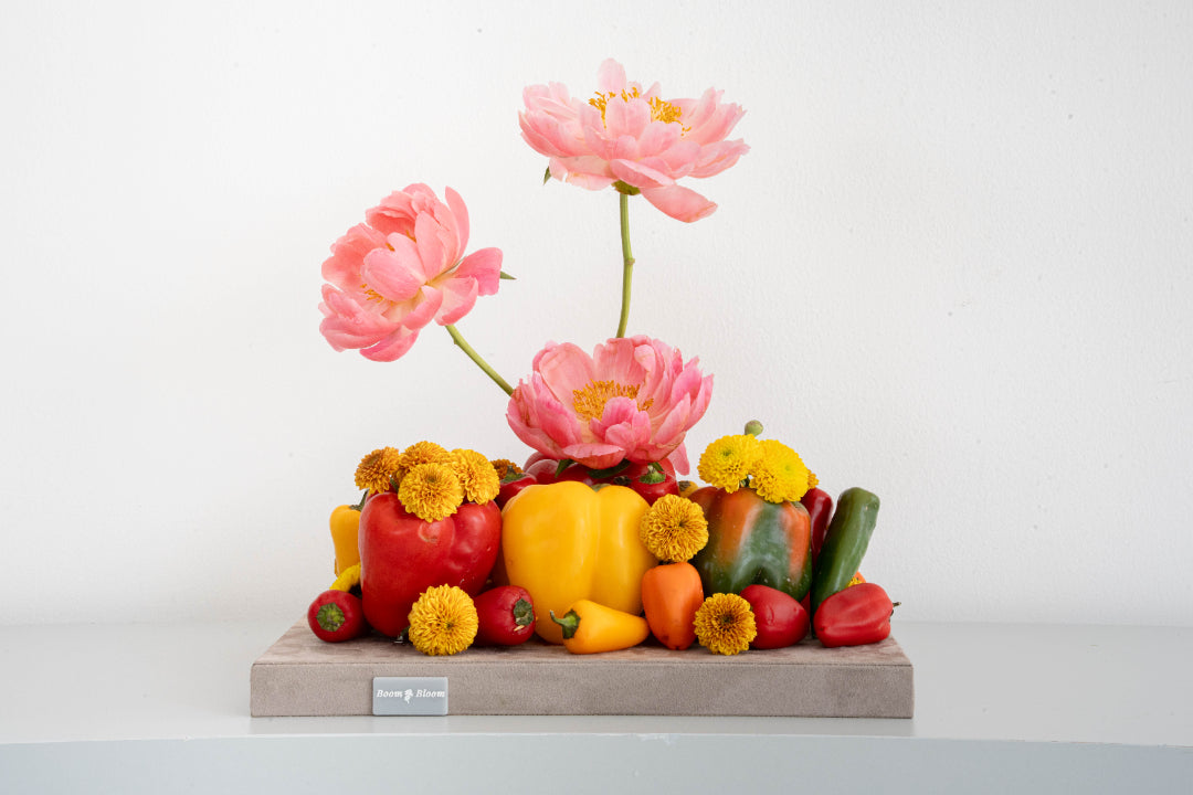Pink Peony & Pepper Artistic Arrangement