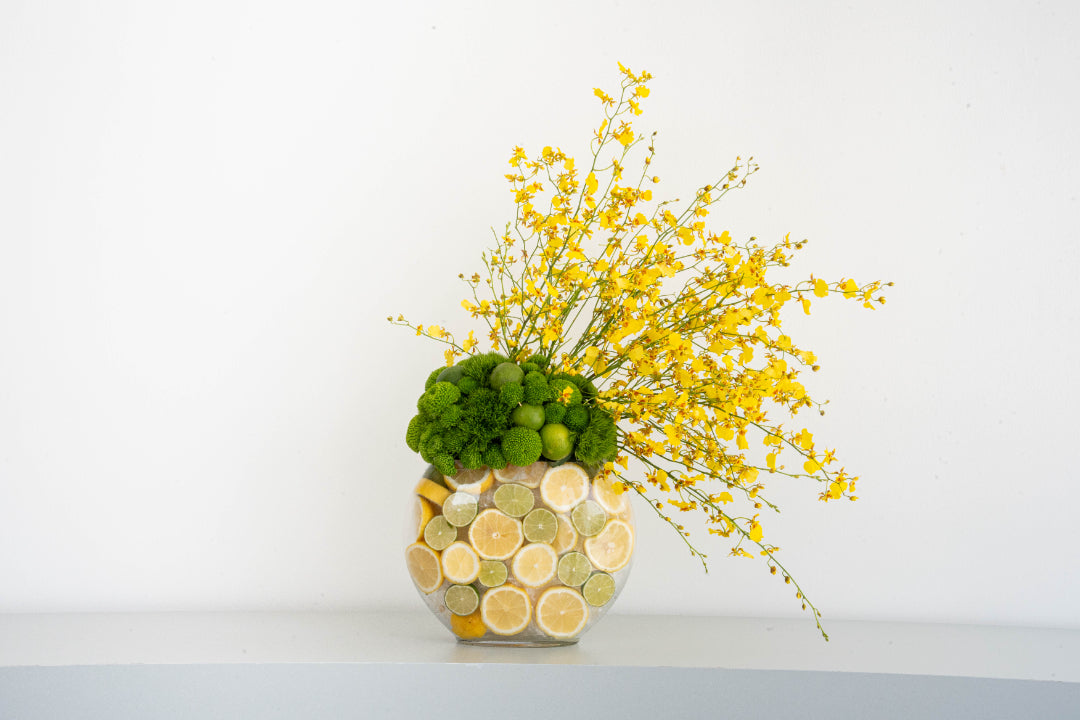 Citrus Orchid & Green Bloom Vase