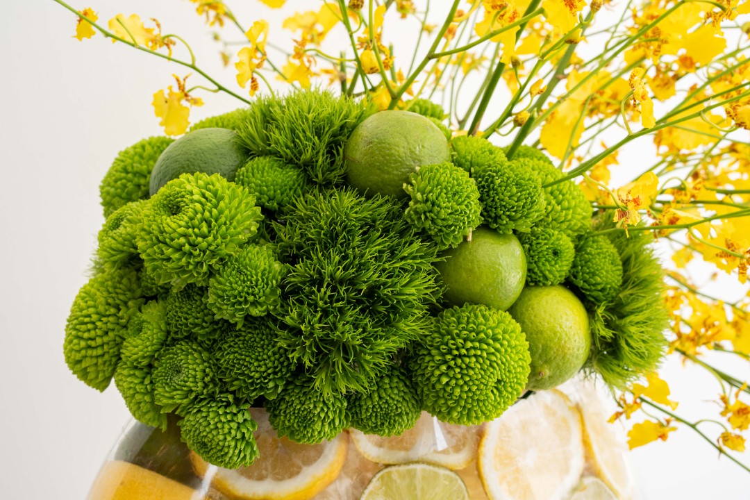 Citrus Orchid & Green Bloom Vase