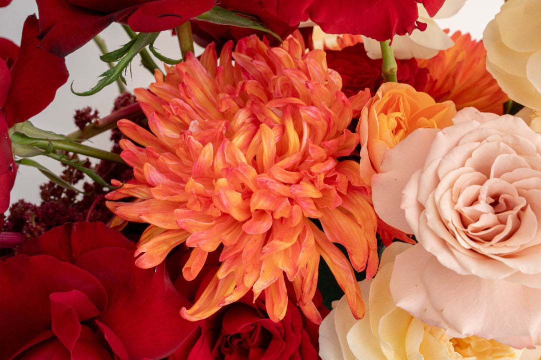 Citrus Rose & Marigold Vase Arrangement