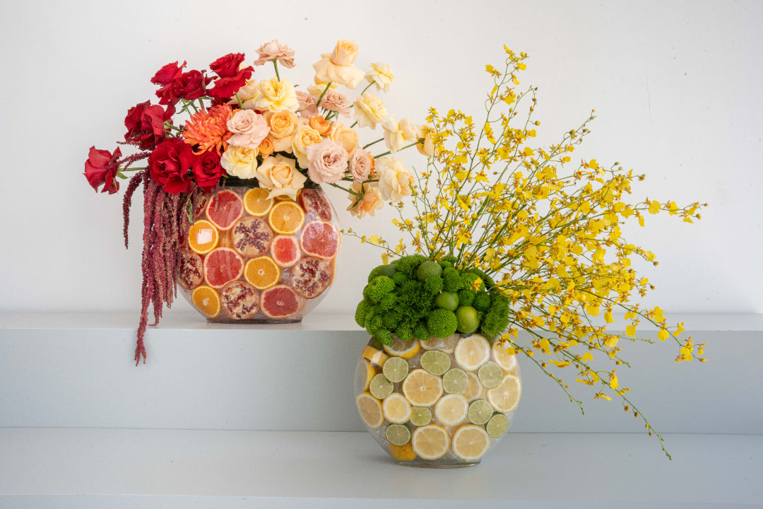 Citrus Rose & Marigold Vase Arrangement