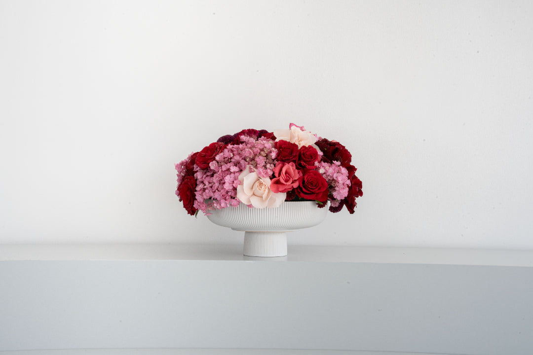 Red & Pink Rose with Hydrangea Arrangement