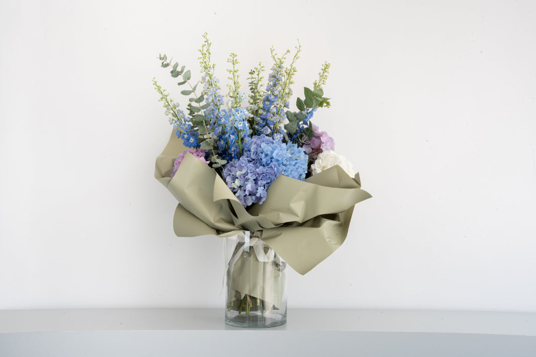 Blue Hydrangea & Delphinium Bouquet