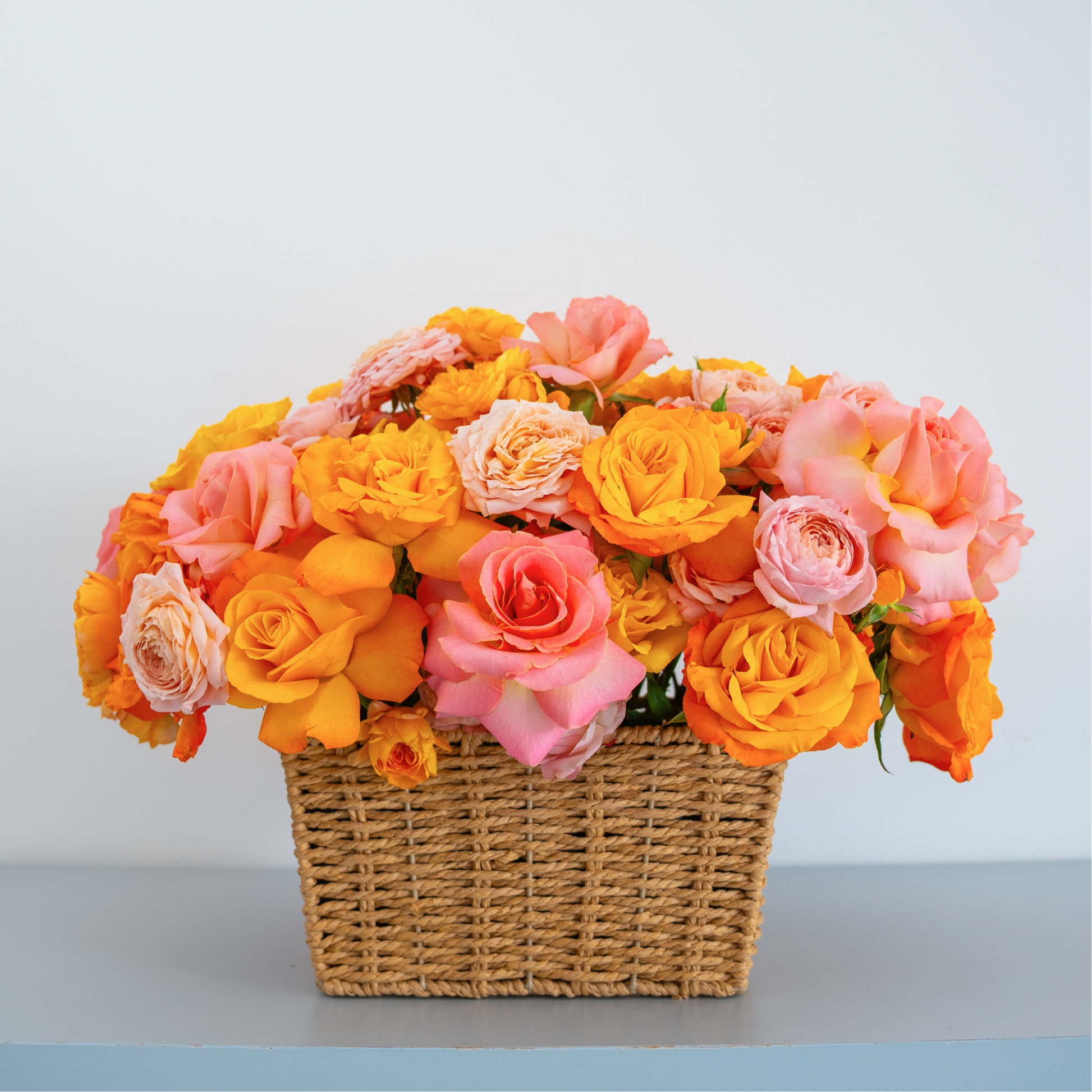 Blush Harmony – Mixed Rose Basket