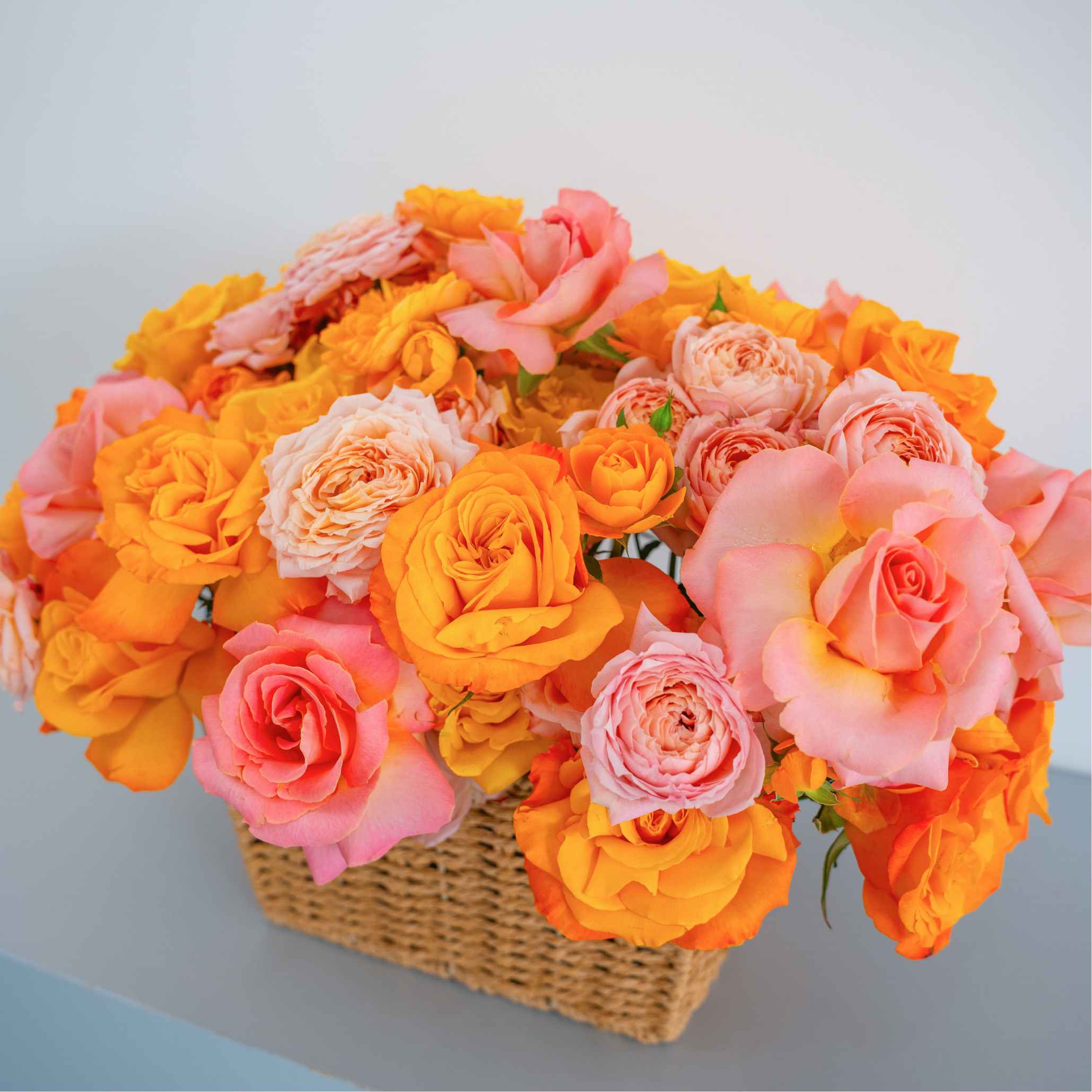 Blush Harmony – Mixed Rose Basket