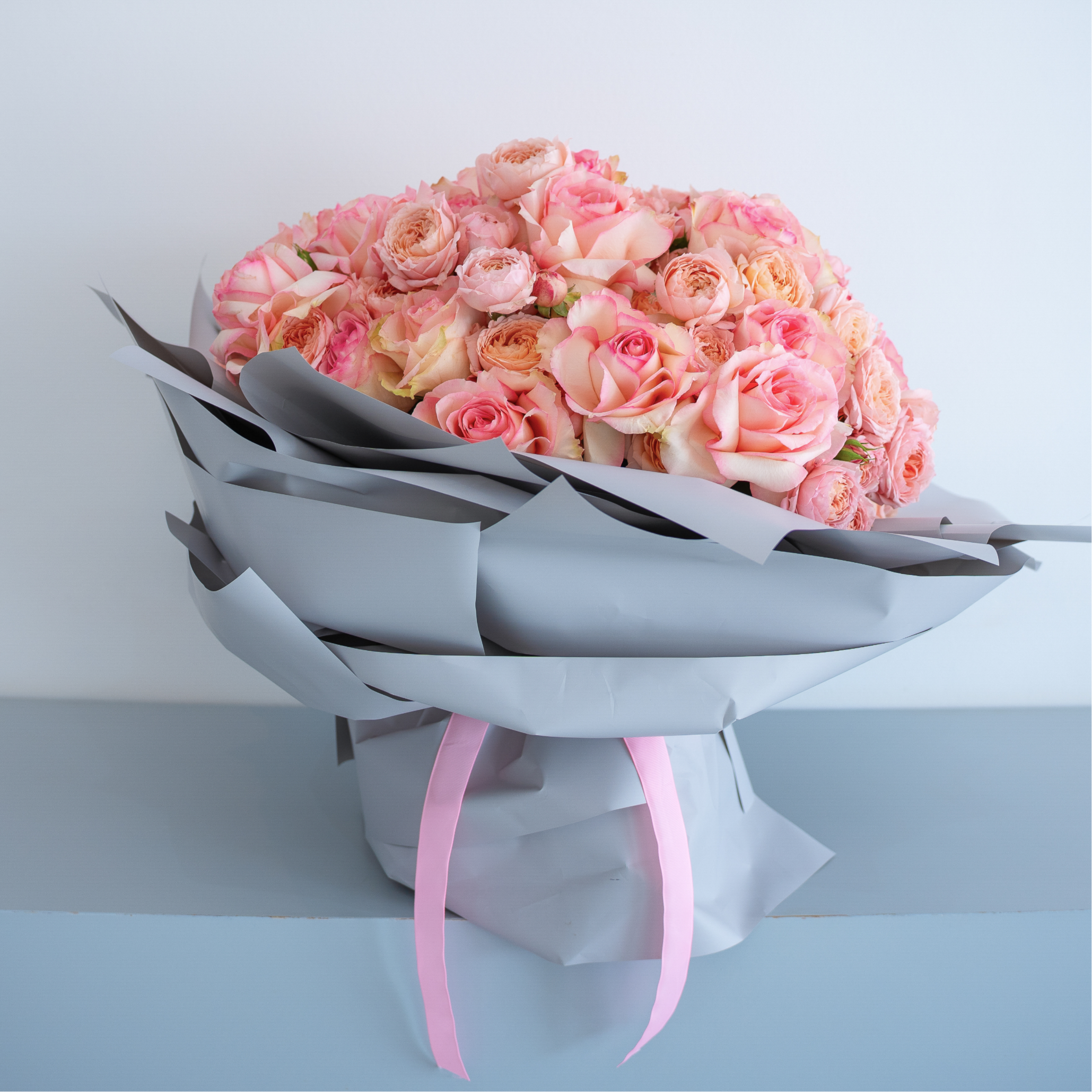 Blush Cascade – Julieta Spray Pink & Esperance Roses Bouquet