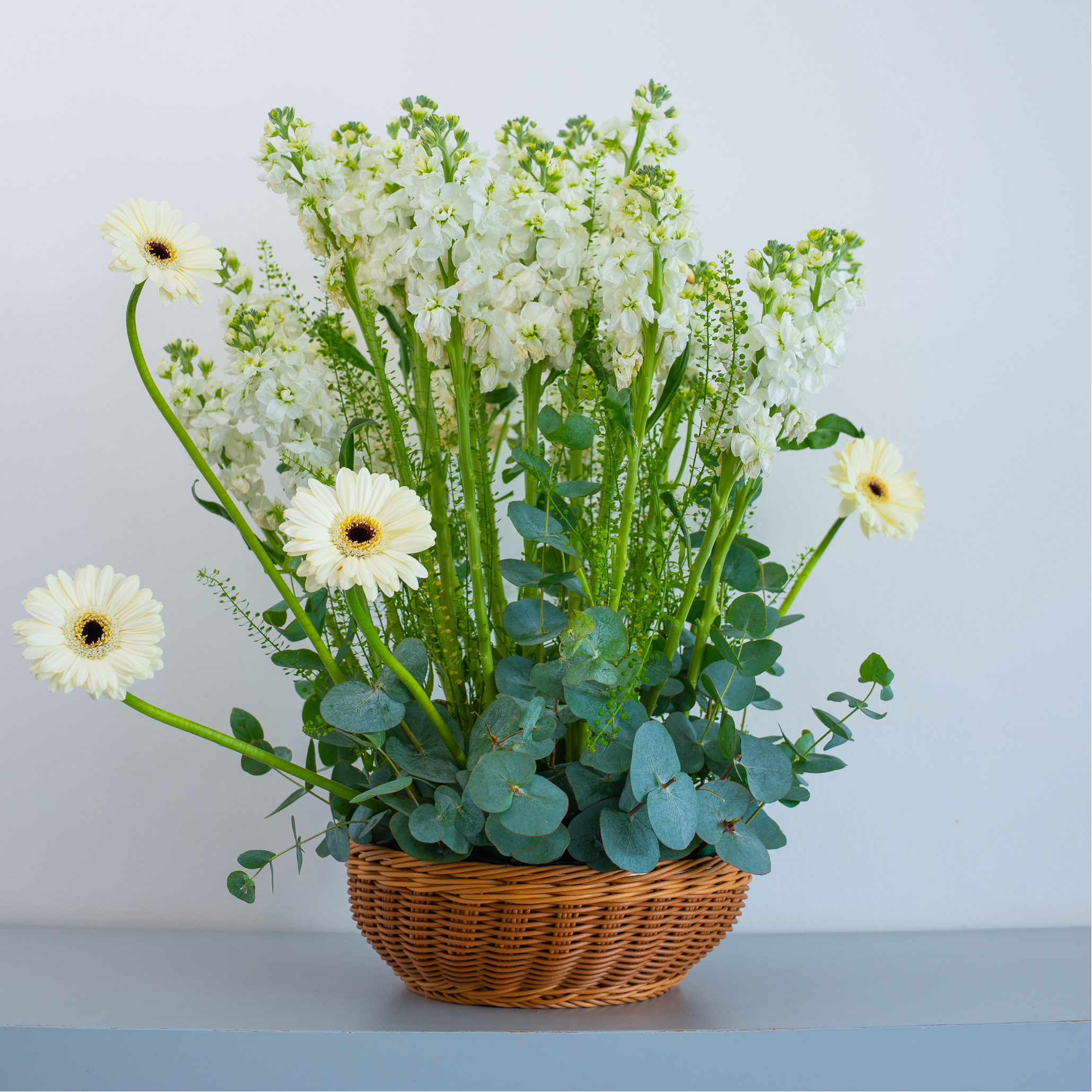 Green Serenity – White & Green Textured Arrangement